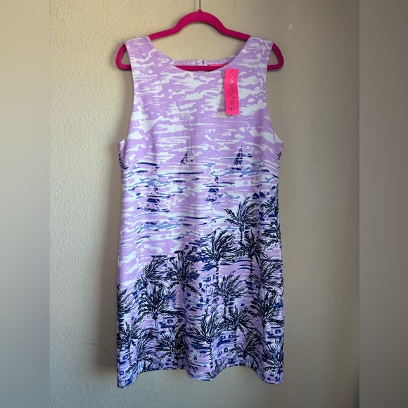 NWT Lilly Pulitzer Gellar Stretch Shift Dress in Purple Iris On The Horizon XL - Picture 3 of 11